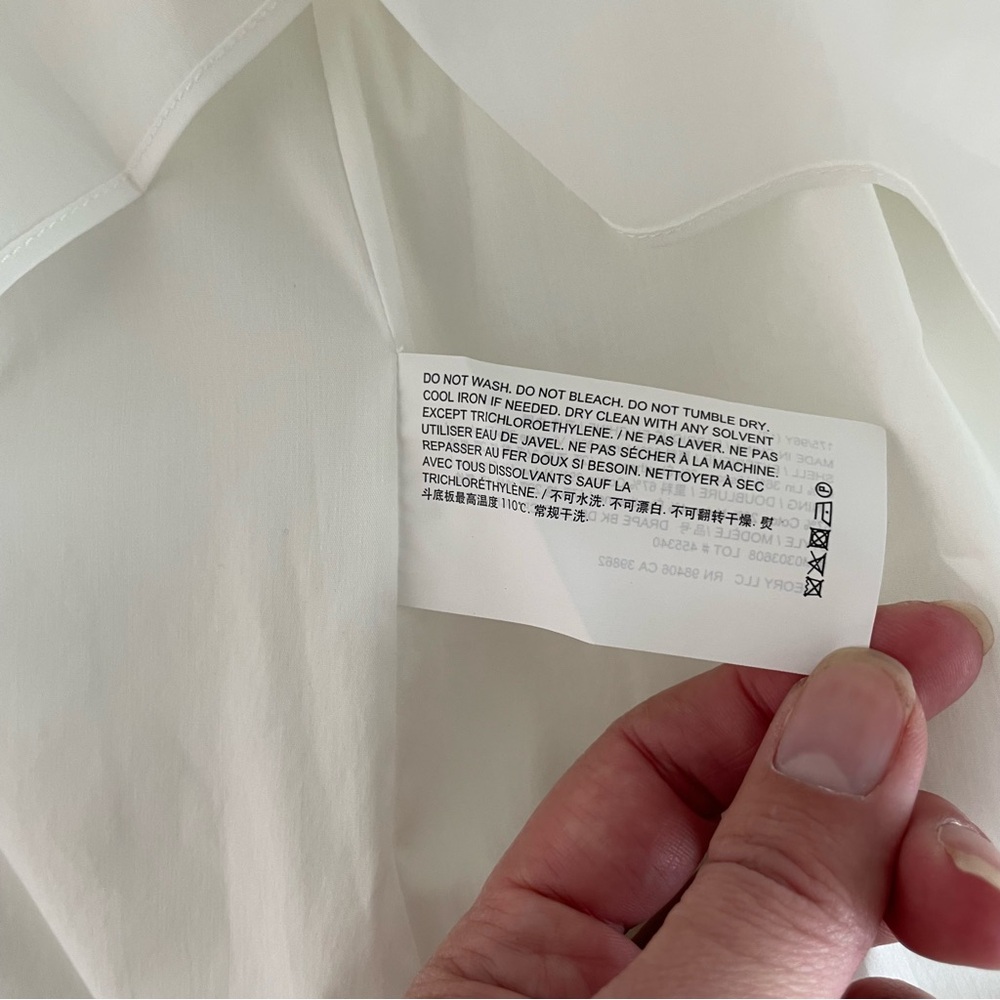 Theory Drape Back Mini Dress‎ in Stretch Linen White NWT Bow Solid Eco Crunch - Picture 15 of 15